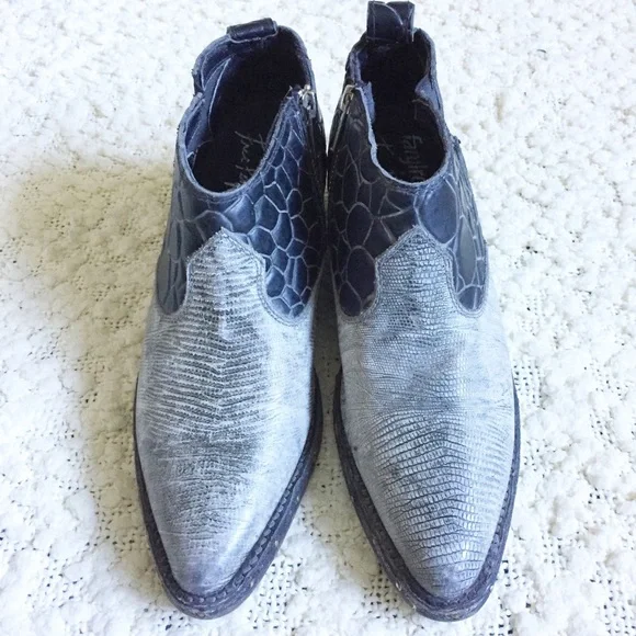 NWOT Free People + Farylrobin Western Westley Bootie 6, gray black new w/o tags - Picture 2 of 8